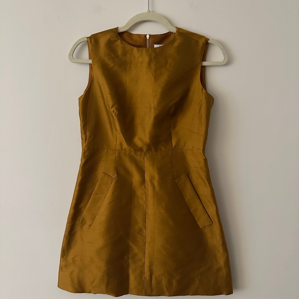 Diane von Furstenberg gold silk mini dress